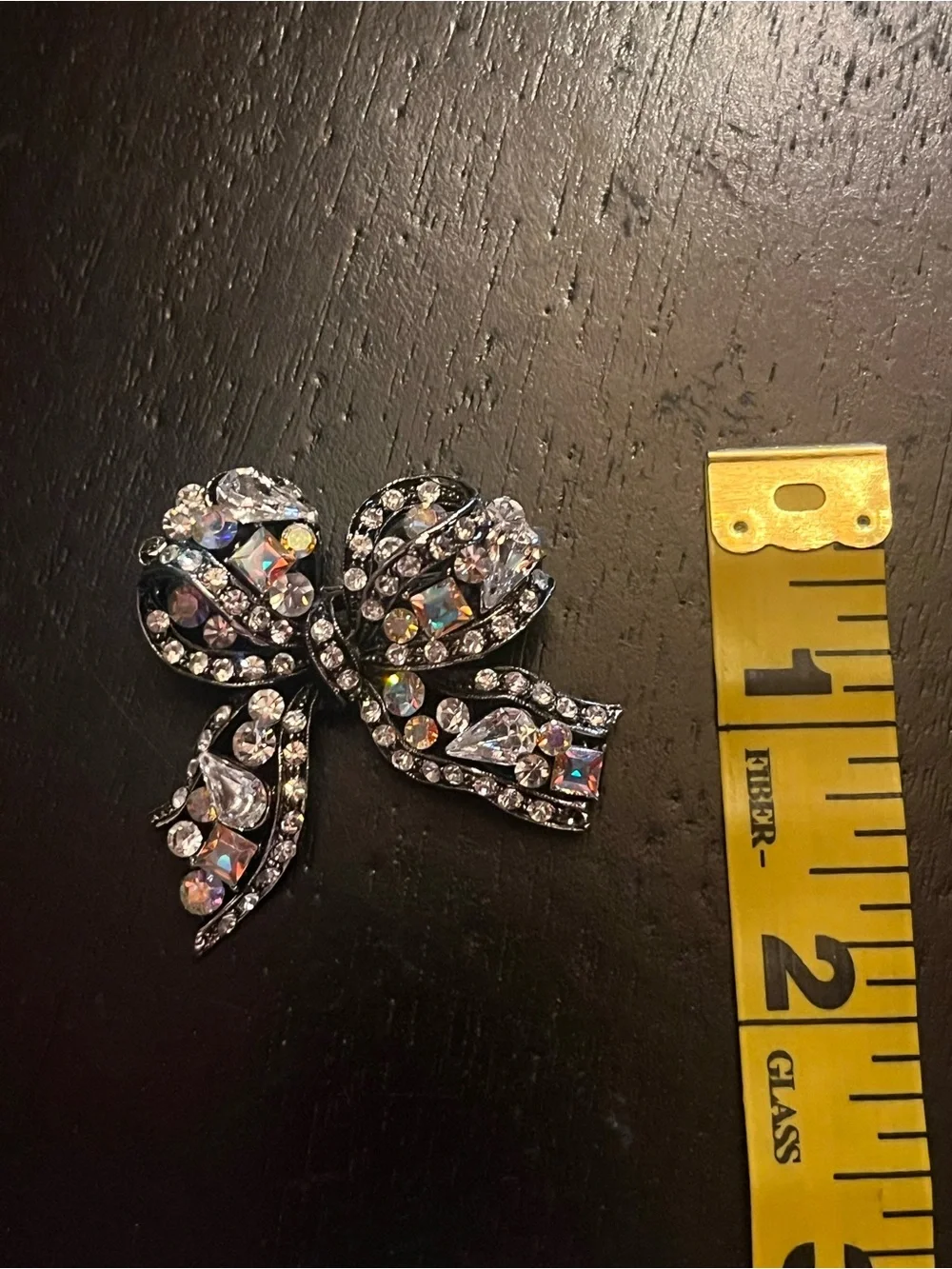 Crystal Bow Pin Brooch